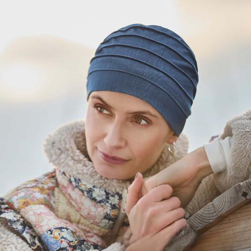 Bonnet Chimio Jean Yoga Christine Headwear : Tencel Denim & Doublure Bambou