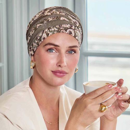 Turban chimio Plissé Shanti Christine Headwear : Bambou Caretech® Bicolore