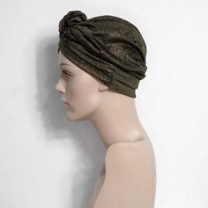 Turban Ella Kaki Poussière d'Or : Volume et éclat de fête - Autrement Belle