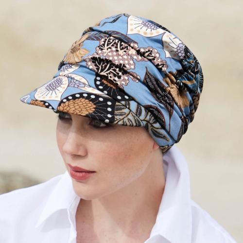 Casquette Chimio Imprimée Heda Sun Gisela Mayer : Volume Froncé et Doublure Bambou