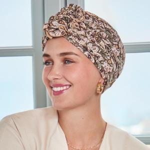 Turban chimio Confort Lotus Christine Headwear : Bambou Caretech� et Fleur �l�gante