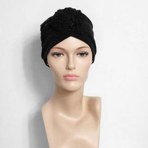 Turban Chimio Fêtes - Modèle Ella "Sur son 31" - Noir Pailleté & Bambou