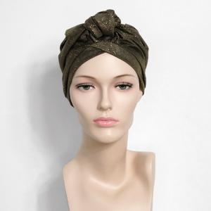 Turban Chimio Fêtes - Modèle Ella "Kaki Poussière d'Or" - Doublure Bambou