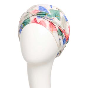 Turban chimio Modulable Shakti Christine Headwear : Lin Naturel et Fraîcheur Estivale