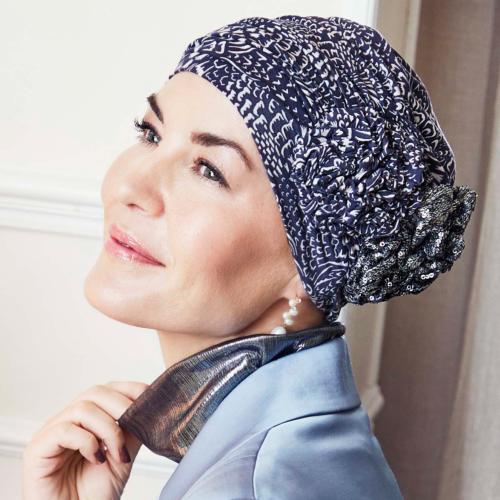 Turban Froncé Yama Christine Headwear : Bambou et Double Application Florale