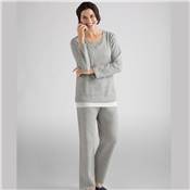 Pantalon en coton molletonné gris chiné Amoena