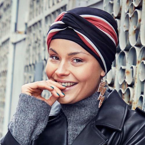 Turban chimio confort Ella Twin-set noir et brique - Viva Headwear