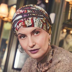 Turban chimio Pliss� Shanti Christine Headwear : Bambou Caretech� Bicolore