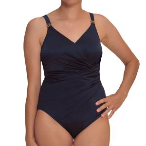 Maillot de bain une pièce drapé Lazio Bleu Marine - Amoena