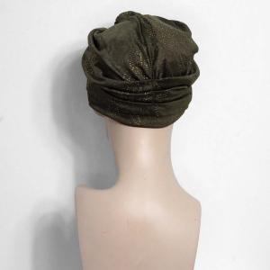 Turban Ella Kaki Poussière d'Or : Volume et éclat de fête - Autrement Belle