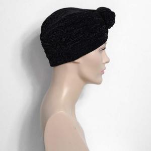 Turban Ella Noir Pailleté : Volume et éclat de fête - Autrement Belle
