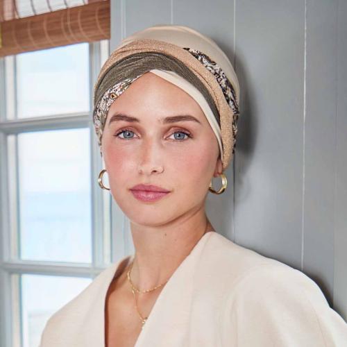 Turban chimio Modulable Shakti Christine Headwear : Bambou Caretech® et Multi-Textures