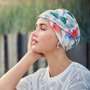 Turban chimio Modulable Shakti Christine Headwear : Lin Naturel et Fraîcheur Estivale