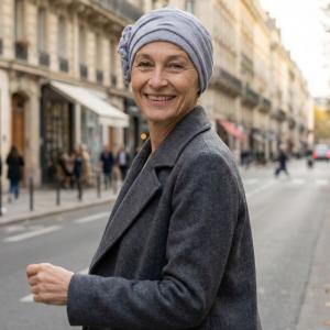 Turban Hiver Elena - Laine & Doublure Bambou - Application florale