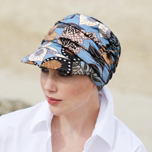 Casquette Chimio Imprimée Heda Sun Gisela Mayer : Volume Froncé et Doublure Bambou