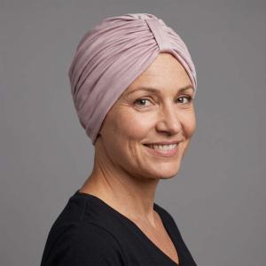 Turban Plissé Sultan MTM : Style Shéhérazade en Jersey de Bambou Rose
