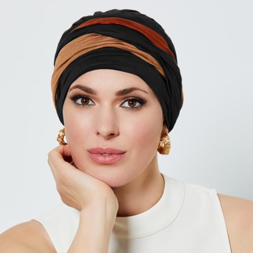 Turban Chimio Avec Bandeau élastique Dorothée - Noir, Synthétique, Taille Moyenne, Neuf Avec étiquettes