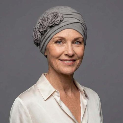 Turban Chimio en Bambou Nymphéa Aderans : Plissé et 5 Fleurs en Relief