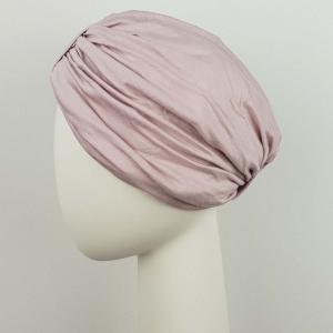 Turban Plissé Sultan MTM : Style Shéhérazade en Jersey de Bambou Rose