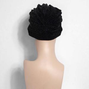 Turban Ella Noir Pailleté : Volume et éclat de fête - Autrement Belle