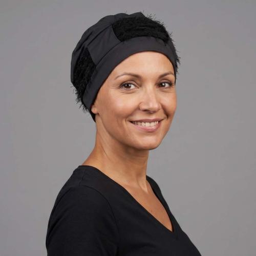 Turban Effet Borsalino Saomi Fantaisie MTM : Maille Effet Plumes et Bambou